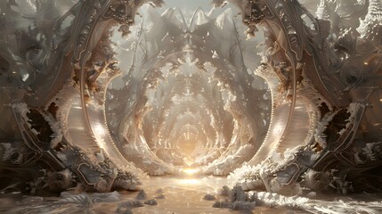 Ornate crystal gate with magical patterns, leading to another dimension