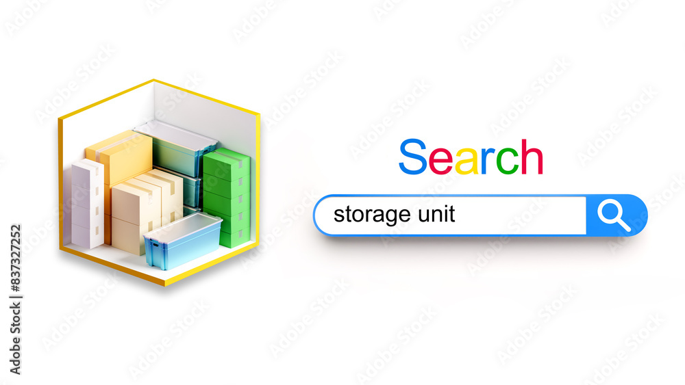 Aufkleber search storage unit. warehouse container in section. search bar for website. self storage unit with 