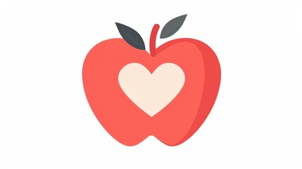 Fototapeta premium Flat design of a heartshaped apple