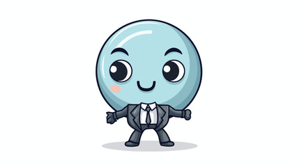 Cartoon mascot of clothing button as a businessman