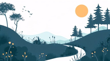 Obraz premium Minimalist design of a hiking trail