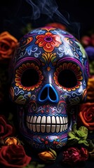 Naklejka premium Human skulls are full of colorful variations, generative ai