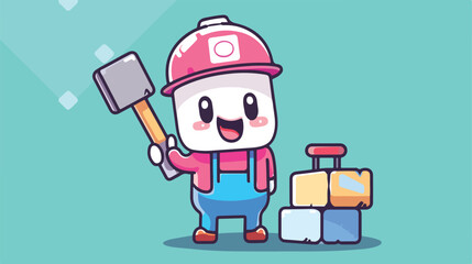 Character illustration of eraser as a plumber cute