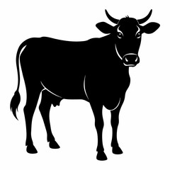 black silhouette of a cow