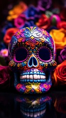 Fototapeta premium Human skulls are full of colorful variations, generative ai