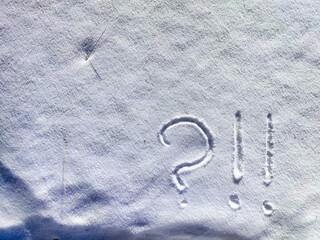 Question Mark Drawn in Fresh Snow on a Winter Morning