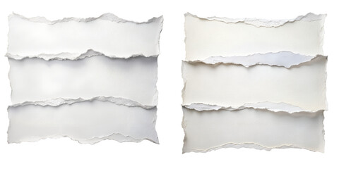 Obraz premium White ripped paper torn edges strips, highly detailed isolated on transparent background PNG file