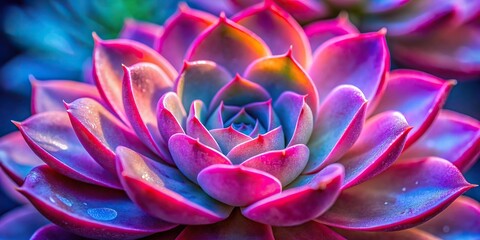 Macro photo of a pink succulent, luminous colors, on transparency background