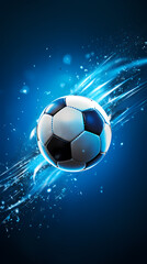 Fototapeta premium Soccer ball flying on blue background