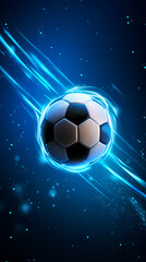 Naklejka premium Soccer ball flying on blue background