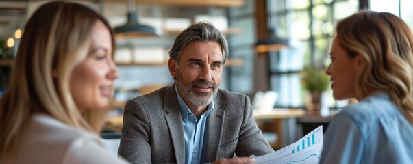 Focused business discussion between colleagues