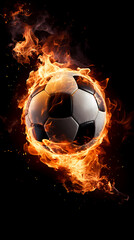 Naklejka premium Football with fire