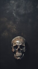 Fototapeta premium skull and crossbones on black, copy space, generative ai