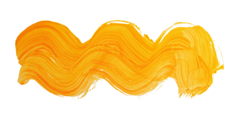 PNG Art Oil and Acrylic smear painting blot Wave line shape element. Abstract texture yellow orange color brushstroke stain isolated on transparent background.