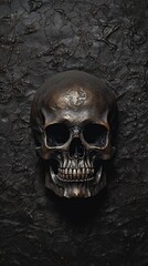 skull and crossbones on black, copy space, generative ai