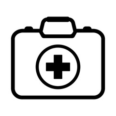 First aid box icon, medical briefcase icon isolated.