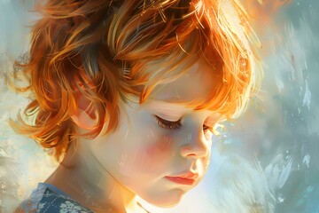 Fototapeta premium Red Hair Girl Portrait Illustration