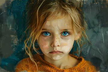 Blue Eyed Girl with Painted Face