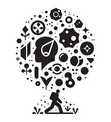 Minimalist Mineralogy and Connectivity Abstract Vector Illustration