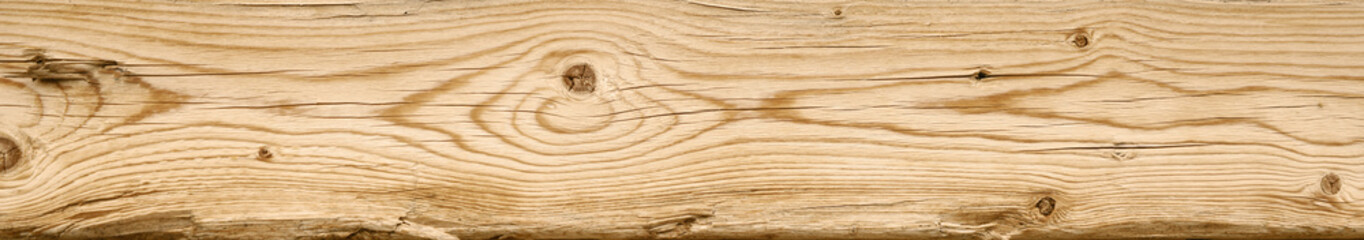 Natural wood grain unfinished wooden board with knots and rough texture