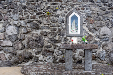 figure of a protective saint in a small door in Fajã das Almas - São Jorge Island-Azores-Portugal.