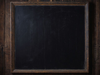 Upper view of an antique-style blackboard with a worn, wooden border.
