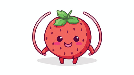 Cute strawberry cartoon isolated playing hula hoop  cute