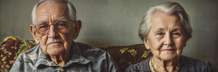 Obraz premium Pareja de abuelos sentados en un sillón