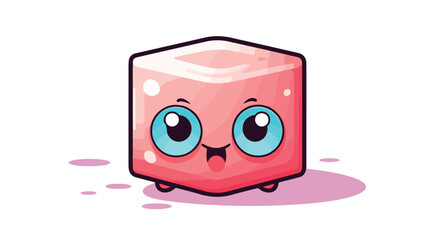 Cute sugar cube character with hypnotized eyes  cut