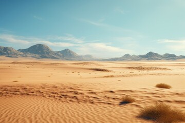 Naklejka premium Expansive Desert Landscape with Blue Sky