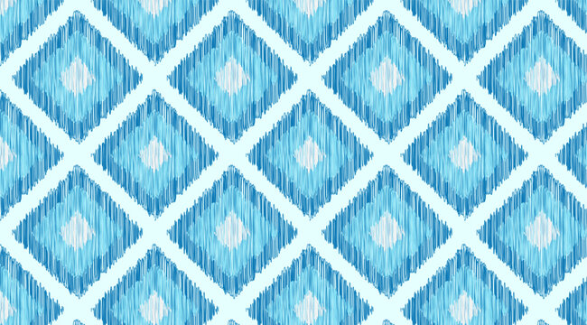 Geometric ethnic blue pattern Ikat seamless abstract design for fabric print cloth dress carpet curtains and sarong Aztec African Indian Indonesian .