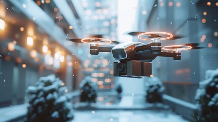 Urban park features kinetic energy playground and educational displays on renewable energy, copyspace included. Environmental carbon reduction