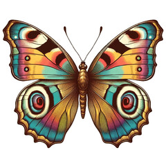 Illustration of a beautiful butterfly with rainbow wings.	
