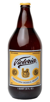 Bottle of Victoria brand Mexican beer isolated on a transparent background PNG	
