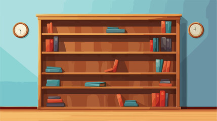 Empty Modern Bookcase 2d flat cartoon vactor illustration