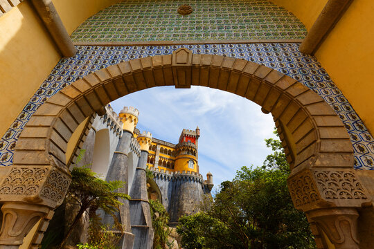 Colorful Pena Palace, famous palace and one of the seven wonders in Portugal