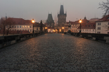 Obraz premium View of the Charles Bridge in Prague. Czech Republic.