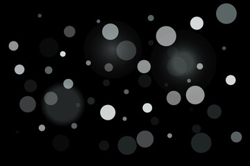 Silver confetti point on a black background. Luxury festive background. Silver grainy abstract texture overflows against a black background. Element of design. Vector illustration, EPS 10.