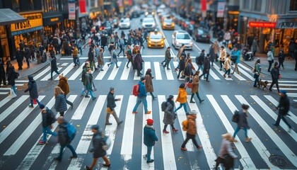 Obraz premium Blurred motion of pedestrians crossing street