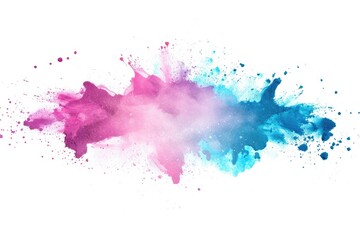 Pastel Paint Splatter. Colorful Powder Explosion with Bizarre Motion on White Background