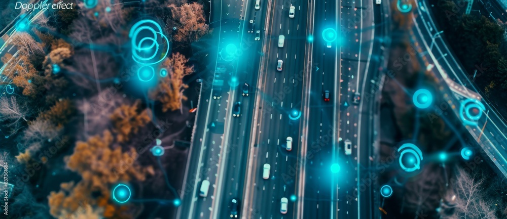 Poster driverless car with artificial intelligence and deep learning technology. self-driving car able to “