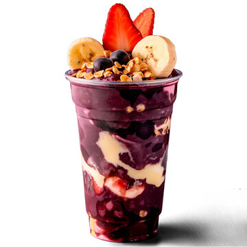 glass of a&ccedil;a&iacute; ice cream with fruits