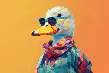 Generative AI illustration of stylish funny duck wit