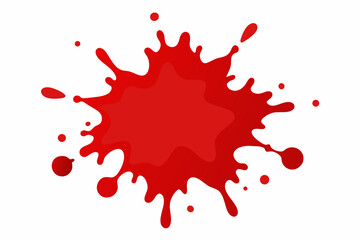 Red paint splash isolated on white background. Blood stain. Abstract ink blot. Splashes, art, design, creativity concept.