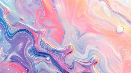 Fototapeta premium Abstract Colorful Fluid Oil Spill Art Painting with Swirling Patterns in Vibrant Pastel Tones Hues Background