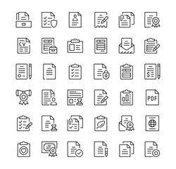 Documents icons set. Vector line icons. Black outline stroke symbols