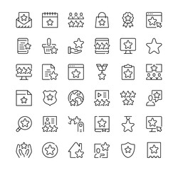 Stars icons set. Vector line icons. Black outline stroke symbols