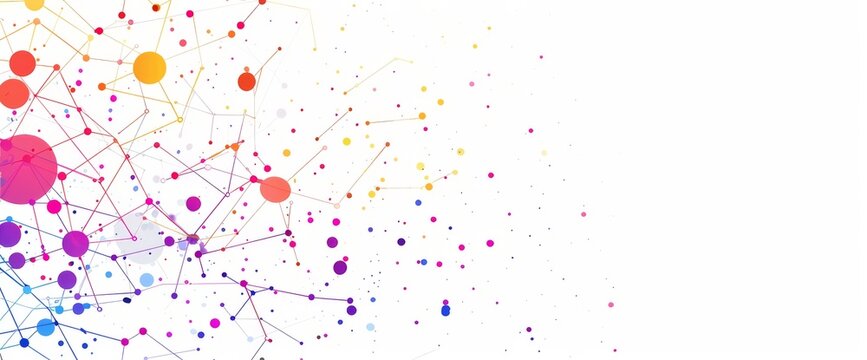 Digital technology background with network connection and geometric abstract background with dots and lines. Molecular structure and communications.