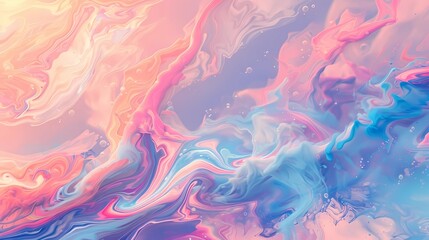 Abstract Colorful Fluid Oil Spill Art Painting with Swirling Patterns in Vibrant Dreamy Pastel Tones Hues Background