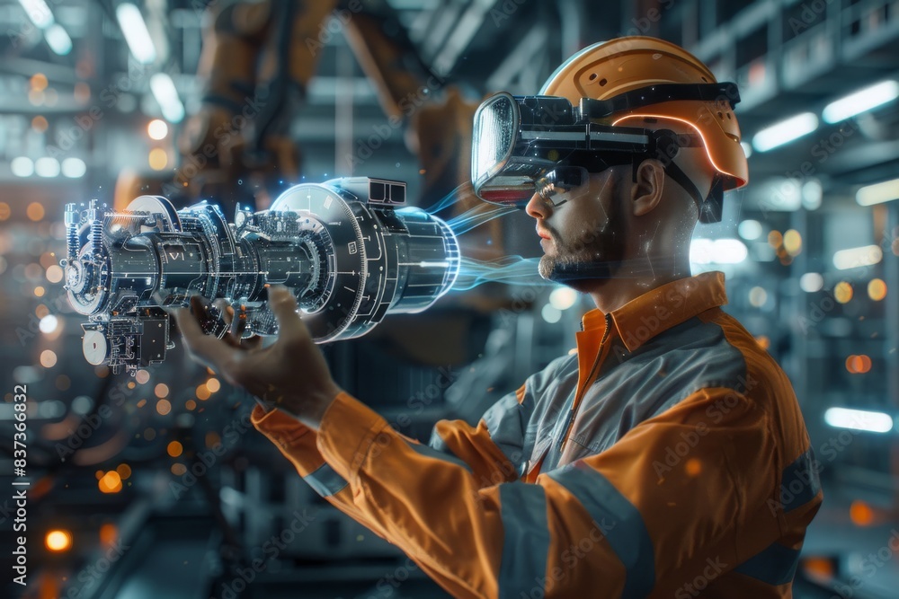 Poster to improve management efficiency and quality, engineers use augmented and virtual reality, ai, digit